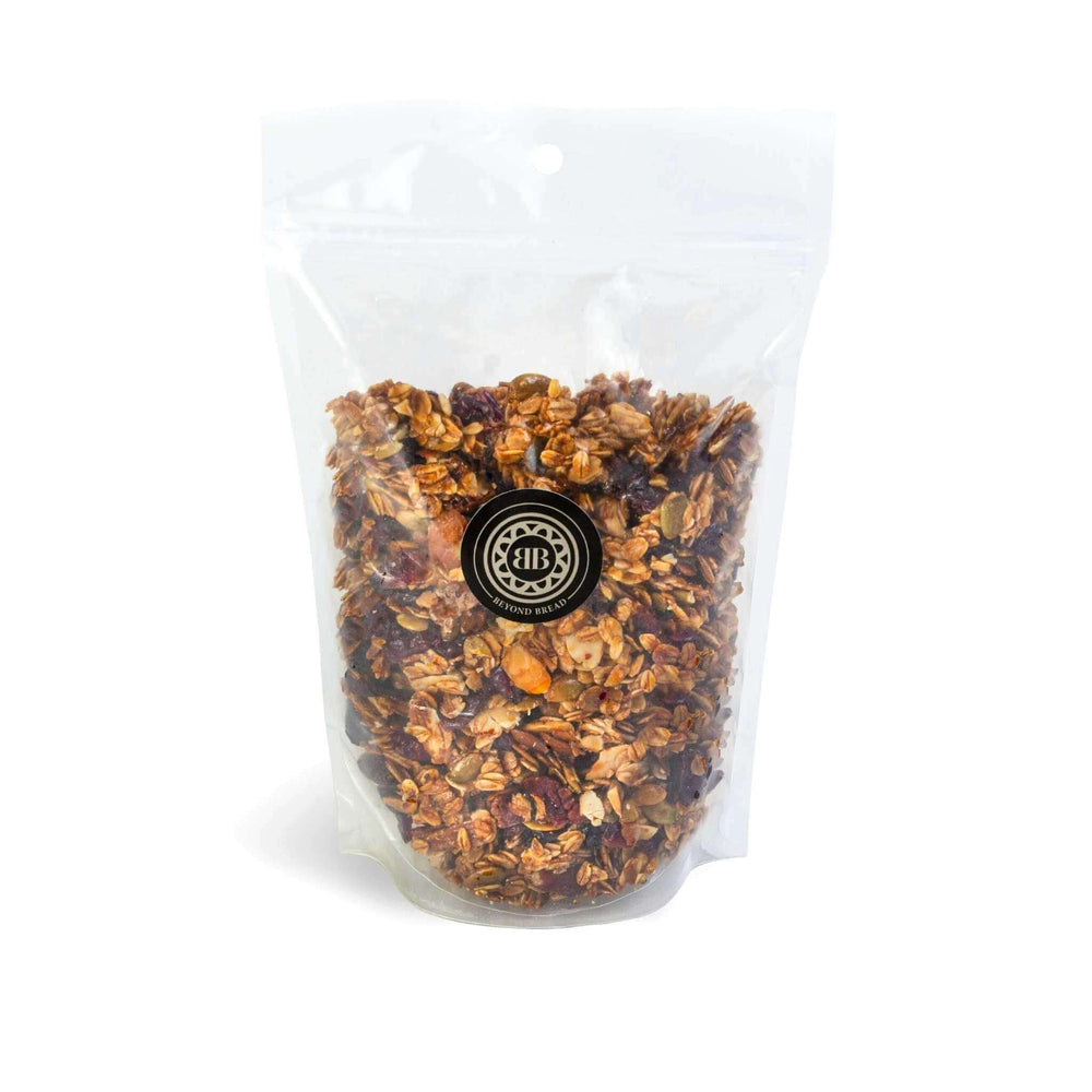 
                  
                    Beyond Bread Artisan home made granola made with best quality ingredients. Healthy snack and a delicious breakfast option, made with blend of oats, almonds, pecans, pumpkin seeds and honey. Its crunchy clusters are an excellent addition to greek yogurt and fruit. Now ready for pick up in Kitsilano's Beyond Bread location.
                  
                